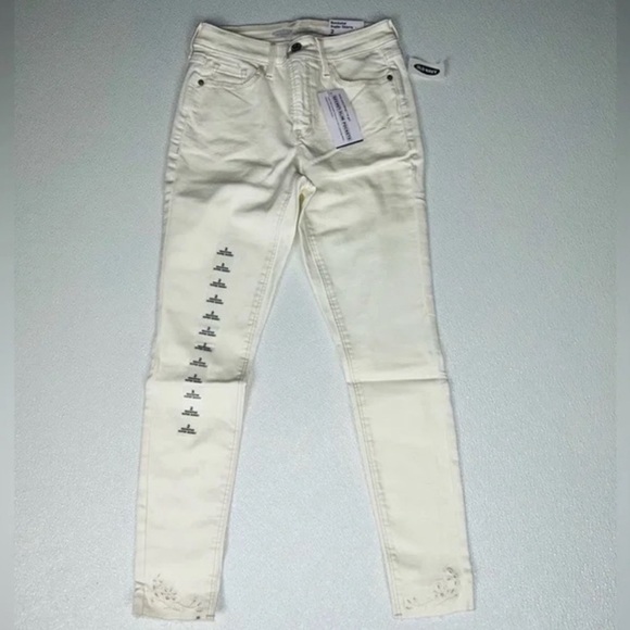 Old Navy High-Waisted Rockstar Super Skinny Off-White Ankle Jeans Size 2 NWT - Picture 3 of 12